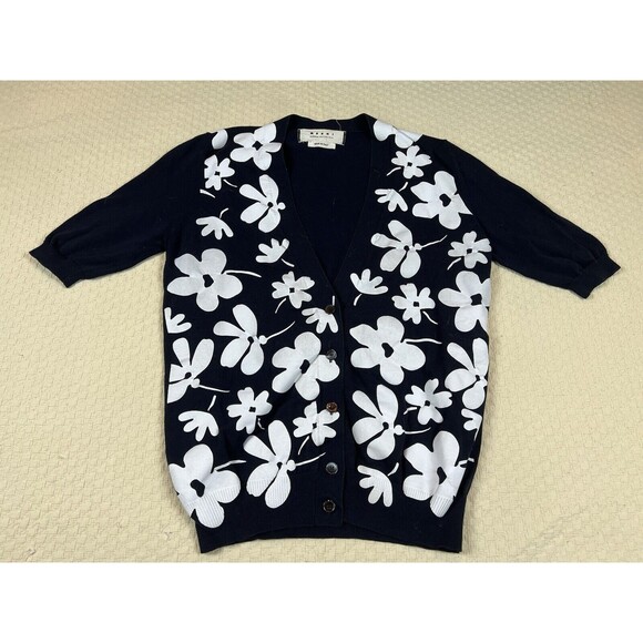 Marni Floral Cardigan Summer Edition 2014 1/2 Sleeve | Navy White | EU 40 US M - Picture 3 of 13